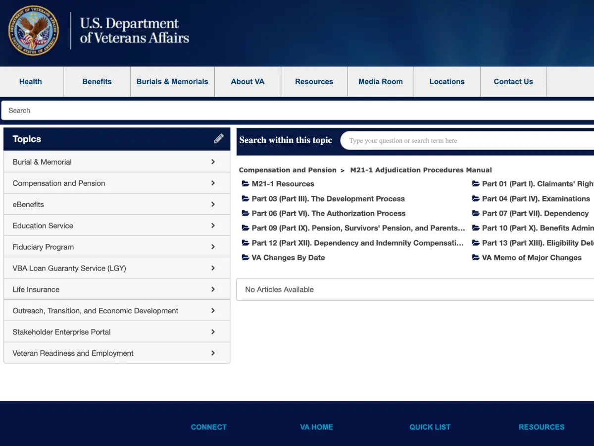 M21-1 on VA.gov